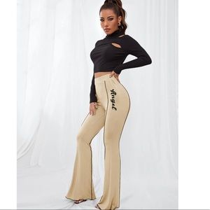 Letter Graphic Flare Leg Pants